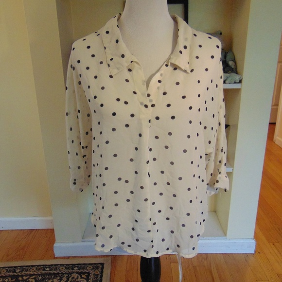 Wet Seal Tops - *37 Wet Seal Semi-Sheer Polka Dot Blouse